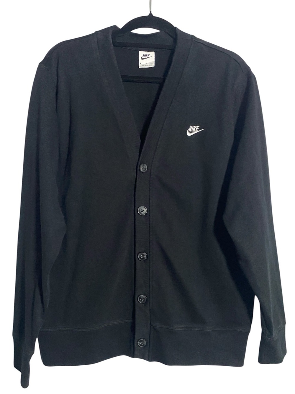 Nike Club Men's Knit Fairway Cardigan Sweater Men’s Medium Black FN3898-010
